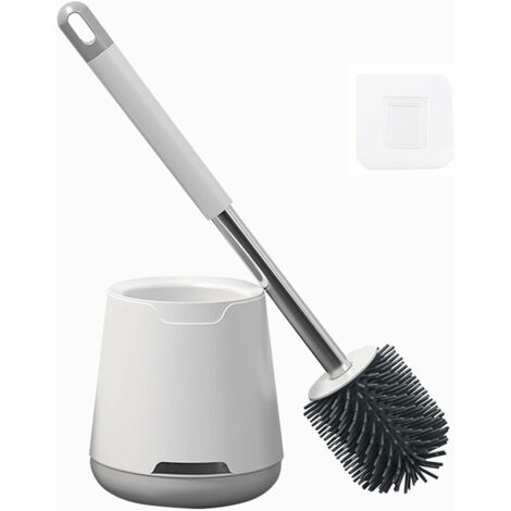 Brosse de toilette en silicone avec égouttoir ventilé, brosse de nettoyage pour salle de bain, brosse de nettoyage, sur pied et murale-AquaForge (1/5)