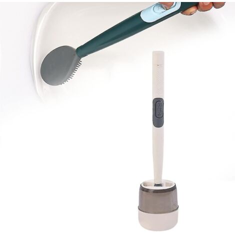Ensemble brosse et support de toilette, brosse de toilette en silicone avec languette flottante, brosse de toilette murale à long manche (hy)-AquaForge (1/5)