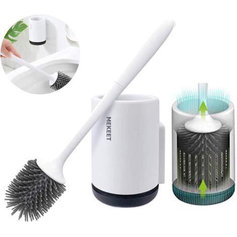 Brosse et support de toilette en silicone, ensemble brosse et support de toilette pour salle de bain, kit de nettoyage de toilette avec poils souples-AquaForge (1/5)