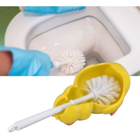 Brosse de toilette petite brosse jaune canard sans joint, brosse de nettoyage en profondeur avec base pour salle de bain-AquaForge (1/5)