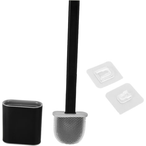 Brosse de toilette à manche carré détachable, brosse de nettoyage de salle de bain avec bac de récupération des condensats, noire-AquaForge (1/5)