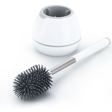 Lot de 2 brosses de toilette avec support, brosse en silicone, kit de nettoyage de salle de bain avec pince à épiler - Blanc-AquaForge (1/5)