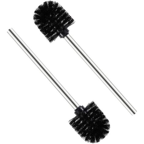 Lot de 2 brosses de rechange pour WC, en acier inoxydable, 37,5 x 8 cm, noires.-AquaForge (1/5)