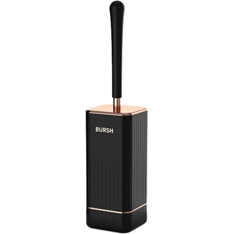 Brosse de toilette pour salle de bain, brosse de toilette avec support, brosse de nettoyage de salle de bain à poils en plastique, brosse de toilette (noire)-AquaForge (1/5)