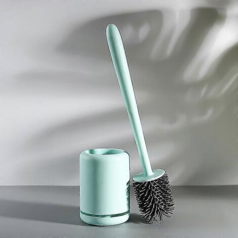 Brosse de toilette avec support, en plastique (tête de brosse en caoutchouc), verte-AquaForge (1/3)