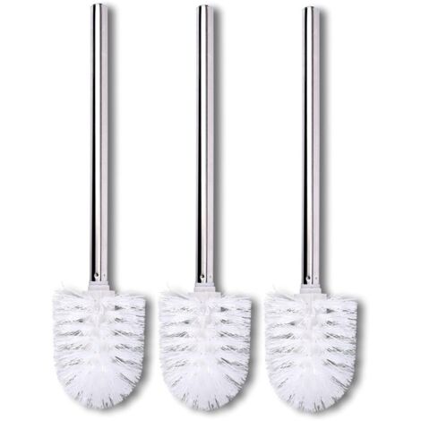 Lot de 3 têtes de brosse de toilette en acier inoxydable blanc, brosse de rechange pour toilettes-AquaForge (1/4)