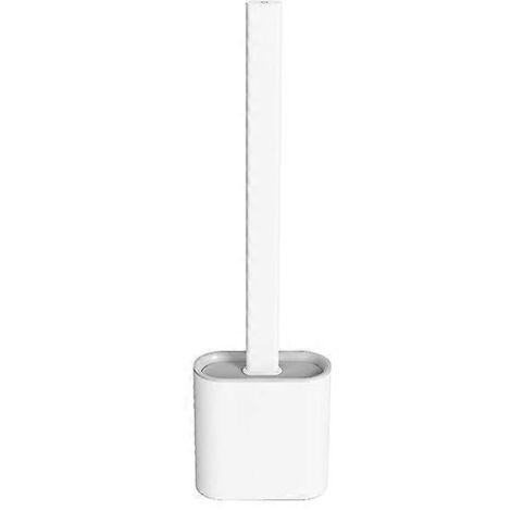 Brosse de toilette plate en silicone avec support, ensemble brosse de toilette flexible en silicone et support de salle de bain-AquaForge (1/5)