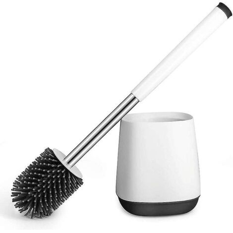 Brosse de toilette, brosse de toilette avec étui, brosses de toilette pour salle de bain (blanche, lot de 1)-AquaForge