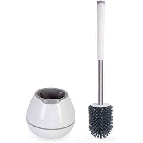 Ensemble de brosses de toilette en silicone - Blanches-AquaForge (1/5)