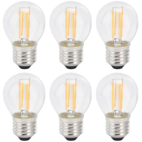 Lot de 6 ampoules LED G45 E27, 6 W, verre transparent, style vintage, lumière chaude, intensité variable, 540 lm, compatibles avec les douilles E27 standard.-AquaForge (1/5)