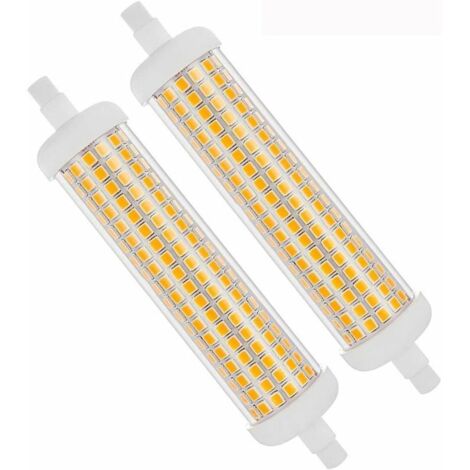 Lot de 2 ampoules LED R7s de 118 mm, dimmables, blanc chaud 3000 K, 20 W (équivalent 100 W), 230 V CA, 2000 lm, culot J, angle de diffusion de 180°.-AquaForge (1/5)