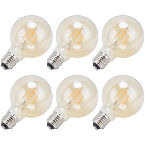 Lot de 6 ampoules LED dimmables 4W E27 à culot moyen, lumière chaude vintage dorée, pour décoration intérieure ou bar, 220V-AquaForge (1/5)