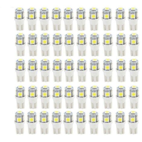 50 ampoules LED Super White T10 Wedge 5-SMD 5050 W5W 2825 158 192 168 194-WELLNGS-AquaForge (1/5)