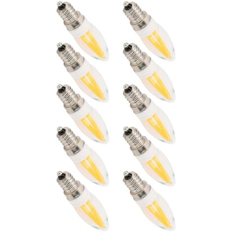 Lot de 10 ampoules LED à filament long E12 de 3 W, blanc chaud, pour lustre ou plafonnier.-AquaForge (1/4)