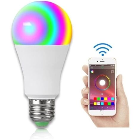 Ampoules LED 15W intelligentes E27 RGBW Bluetooth 85-265V 20 modes de couleurs magiques, fonction de contrôle musical pour la maison, l'hôtel et le bar-AquaForge (1/5)