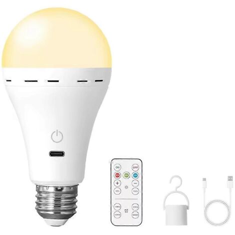 Ampoules LED rechargeables avec télécommande E26, ampoule intelligente à 3 couleurs changeantes avec crochet-AquaForge (1/5)