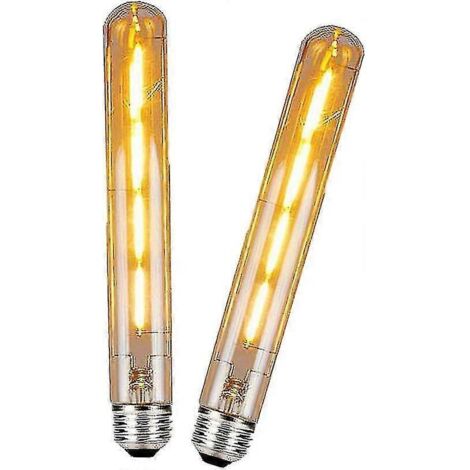 Lot de 2 ampoules LED tubulaires longues T30 E27, style Edison rétro vintage, 4 W (remplace une ampoule halogène à vis de 40 W), filament LED T30, lumière chaude.-AquaForge (1/5)