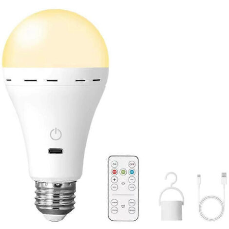 Ampoules LED rechargeables avec télécommande E26, ampoule intelligente à 3 couleurs changeantes avec crochet-AquaForge (1/5)