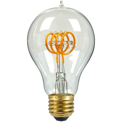 Ampoules LED vintage 4W à intensité variable, style Edison antique, filament LED 220/240V, verre transparent, lumière chaude scintillante (A60 Quad Loop)-AquaForge (1/4)