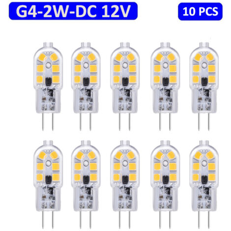 Ampoules LED G4, lot de 10, 2 W, 12 V CC, blanc 6000 K-AquaForge (1/5)