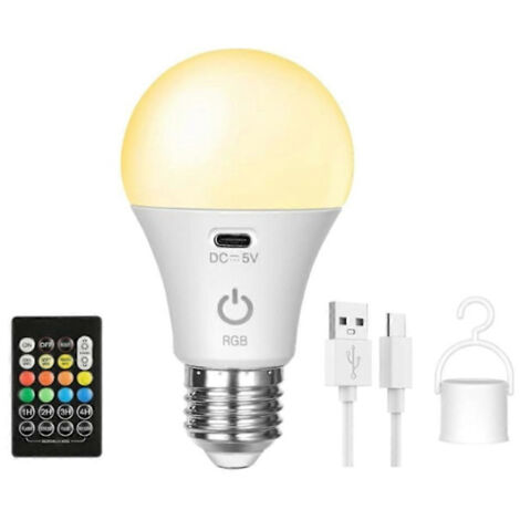 Ampoules LED rechargeables avec télécommande E26, ampoule intelligente RGB à changement de couleur avec crochet-AquaForge (1/5)