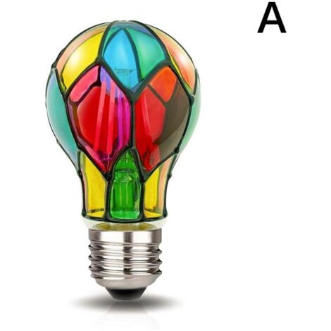 Ampoule LED 4W en verre coloré, culot en vitrail, taille M-AquaForge (1/5)