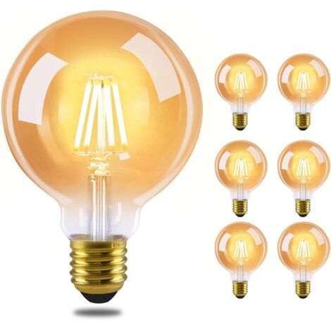Lot de 6 ampoules LED vintage NETTLIFE E27 - G80 2700K 4W, blanc chaud Edison, idéales pour hôtels, maisons, cafés et bars.-AquaForge (1/5)