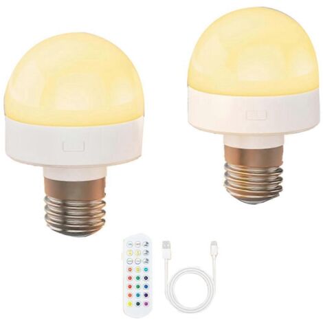 Ampoules rechargeables avec télécommande - Ampoule à piles E26 pour appliques murales sans installation fixe-AquaForge (1/3)