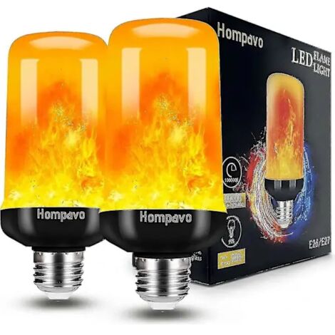 [Amélioré] Ampoule LED à effet flamme, 4 modes de scintillement, culot E26/E27, lampe flamme, Noël (lot de 2)-AquaForge (1/5)