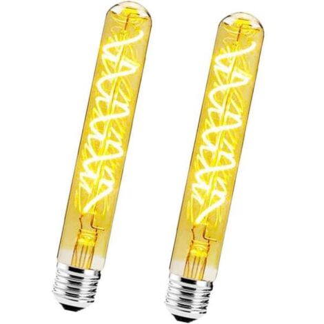 Lot de 2 ampoules LED tubulaires Edison spirales E27 T30 de 4 W, dimmables, en verre ambré, blanc chaud 2700 K, style rétro.-AquaForge (1/4)