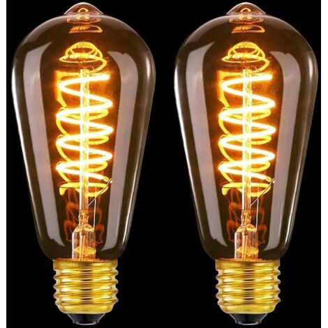 Lot de deux ampoules LED vintage E26, température de couleur 2200K, ampoules Edison 4 watts à intensité variable.-AquaForge (1/5)