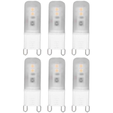Lot de 6 ampoules LED G9 en céramique, 200 lm, culot G9, pour appliques murales et lustres, équivalent halogène 2 W/20 W, 220 V, blanc chaud-AquaForge (1/5)