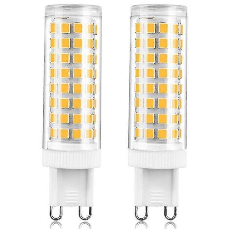 Ampoules LED G9 10 W, 100 LED type maïs, en céramique, sans scintillement, grand angle de diffusion, lot de 2, blanc chaud-AquaForge (1/4)