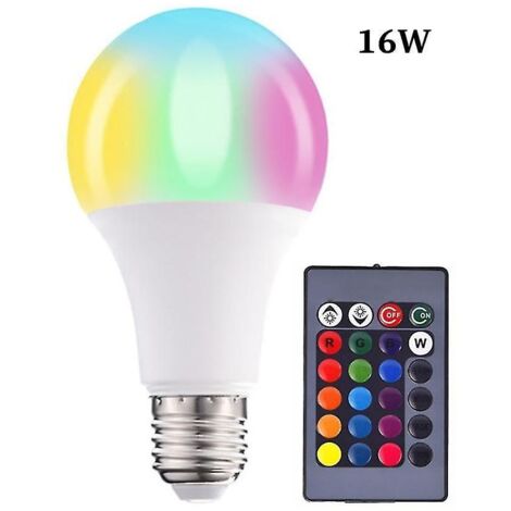 Ampoules LED colorées, ampoules LED RGBW à intensité variable E27 avec télécommande, éclairage d'ambiance, fonction mémoire et minuterie, 7 niveaux de luminosité pour la maison (LGL)-AquaForge (1/5)