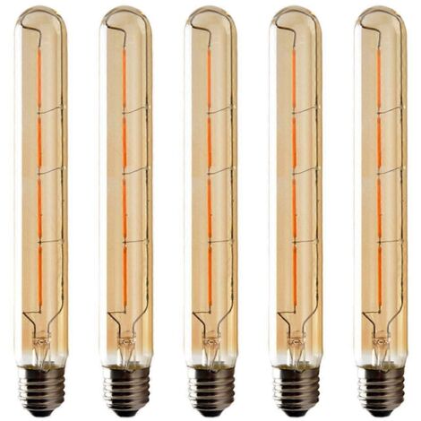 Lot de 5 ampoules LED tubulaires T225 à filament Edison, 6 W, culot E27, blanc chaud, verre jaune, pour éclairage décoratif, 220-240 V CA-AquaForge (1/4)