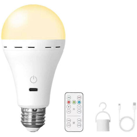 Ampoules LED rechargeables avec télécommande E26, ampoule intelligente à 3 couleurs changeantes avec crochet [DB]-AquaForge (1/5)