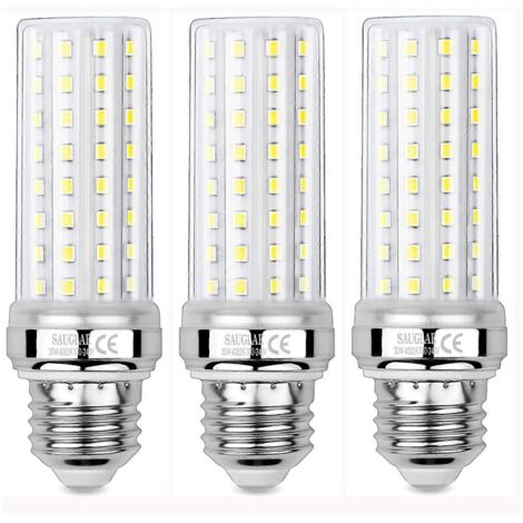 Lot de 3 ampoules LED maïs 20 W, équivalent à une ampoule à incandescence de 150 W, 2 300 lm, blanc neutre 4 000 K, culot E27.-AquaForge (1/4)