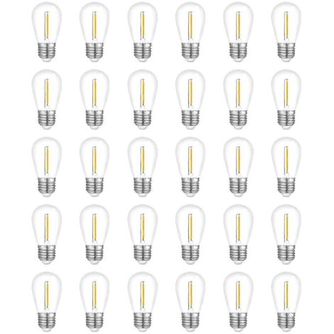 Lot de 30 ampoules pour guirlande lumineuse d'extérieur, ampoules de rechange étanches S14, culot E26, blanc chaud (LGL)-AquaForge (1/4)