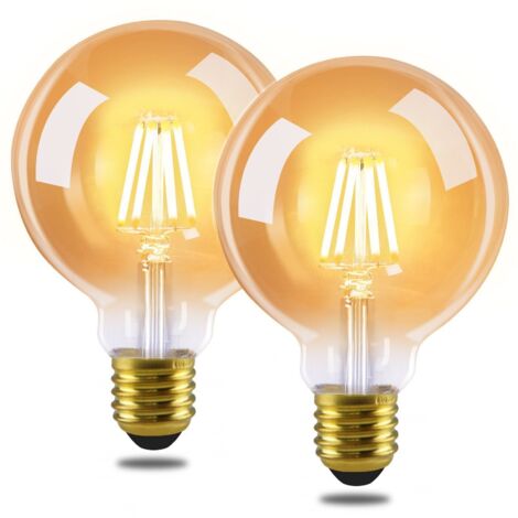 Lot de 2 ampoules LED vintage NETTLIFE E27 - G95 2700K 4W, blanc chaud Edison, idéales pour la maison, l'hôtel, le café et le bar.-AquaForge (1/5)