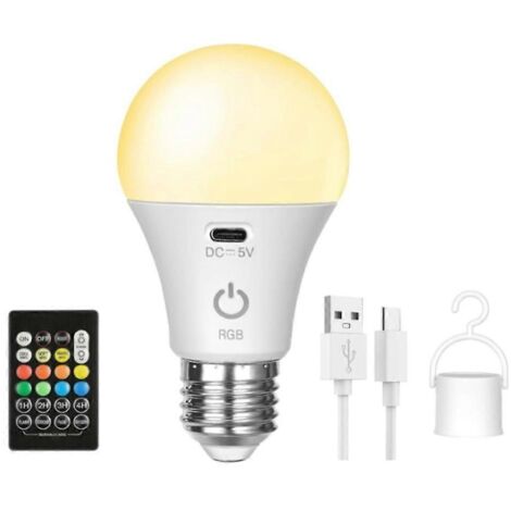 Ampoules LED rechargeables avec télécommande E26, ampoule intelligente RGB à changement de couleur avec crochet-AquaForge (1/5)