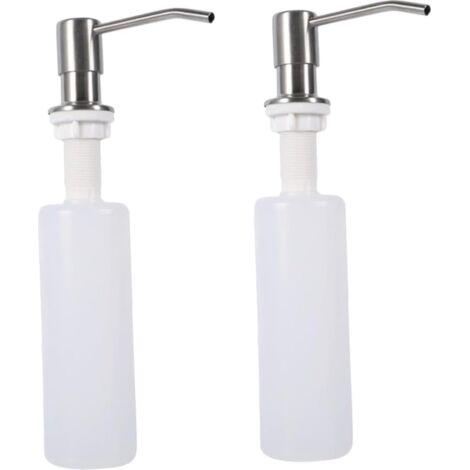 Lot de 2 pompes à savon en acier inoxydable pour évier - pompe à savon pour les mains - pompe à savon - pompe à savon de comptoir - pompe à savon encastrée pour évier - ensemble rechargeable-AquaForge (1/5)