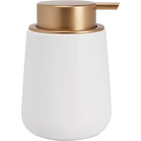 Distributeur de savon en céramique pour salle de bain et cuisine, pompe à liquide, facile à presser, blanc, 12,5 x 8,5 cm-AquaForge (1/5)