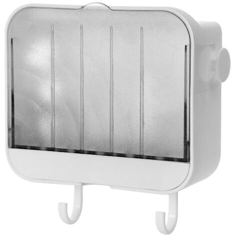 Porte-savon mural sans perçage, en polypropylène durable à double couche et double crochet, boîte de rangement pour savon de salle de bain blanche-AquaForge (1/5)