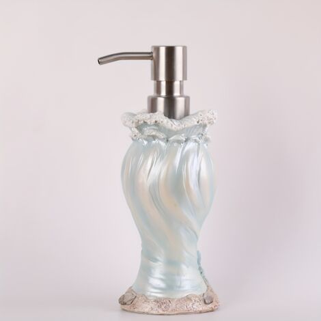 Pompe à savon simple et moderne ornée d'un motif de vagues et de coquillages, flacon distributeur décoratif rechargeable pour la cuisine et la salle de bain.-AquaForge (1/5)