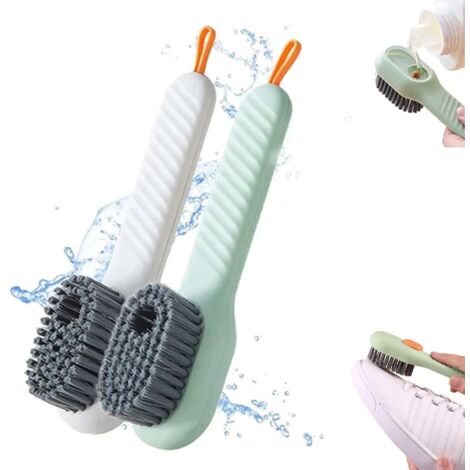 Lot de 2 brosses à récurer avec distributeur de savon - Brosse de nettoyage multifonctionnelle pour chaussures, vêtements et cuisine - Compacte et légère-AquaForge (1/5)
