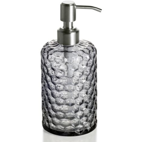 Distributeur de savon en verre - Flacon rechargeable de 473 ml pour savon liquide pour les mains, gel douche, shampoing et lotion, avec support de pompe en nickel brossé-AquaForge (1/5)