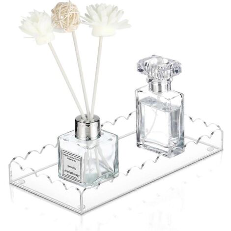 Plateau de salle de bain en acrylique 7,9 pouces, distributeur de savon, plateau festonné décoratif pour salle de bain, cuisine et salon-AquaForge (1/5)