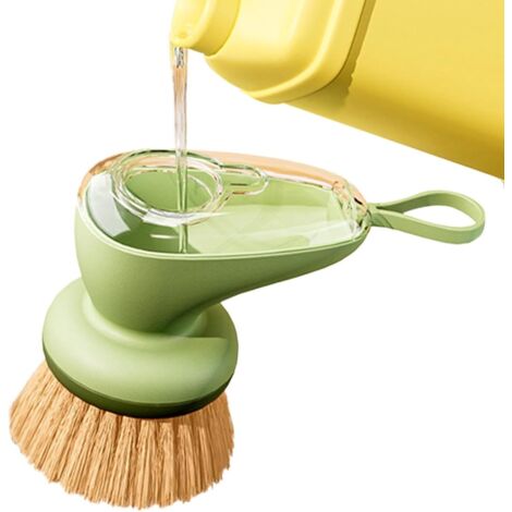Brosse à vaisselle rechargeable avec distributeur de savon - Brosse à récurer à motif végétal avec distributeur de savon pour casseroles, poêles et éviers, lavage de la vaisselle à une main-AquaForge (1/5)