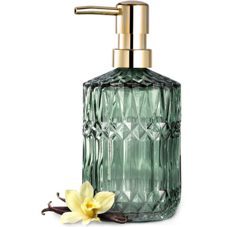 Distributeur de savon en verre transparent avec pompe en plastique ABS et distributeur de lotion pour cuisine et salle de bain (vert)-AquaForge (1/5)