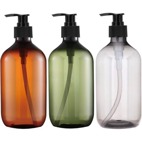 Lot de 3 flacons-pompes vides de 500 ml : flacon de shampoing, distributeur de lotion, flacon de savon rechargeable et flacon de gel douche.-AquaForge (1/5)